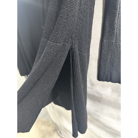 Free People Criss Cross Front Sweater Size M Hi Lo Hem‎ Slit Sleeve Cuffs Black - Picture 7 of 8